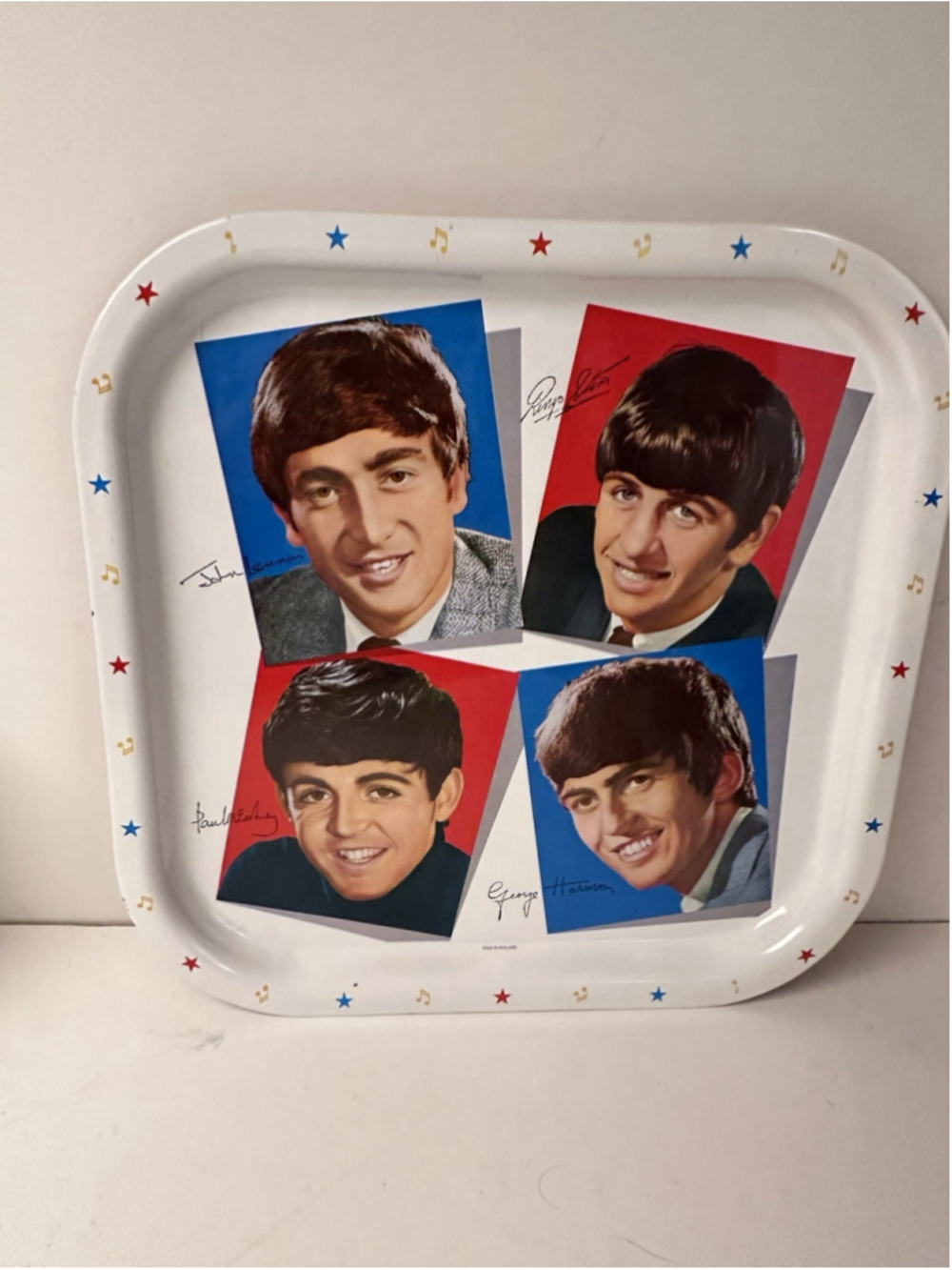 Vintage 1964 The Beatles Metal Serving Tray Worcester Ware Made In Great Britain